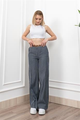 Boru Paça Çizgili Pantolon 30266