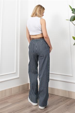 Boru Paça Çizgili Pantolon 30266