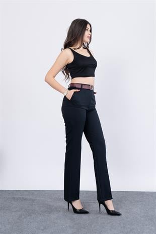 Boru Paça Kemerli Smart Pantolon 3989