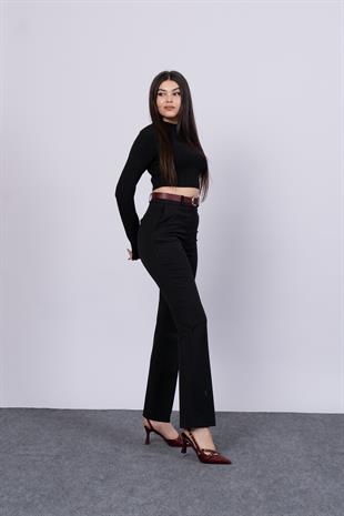 Boru Paça Kemerli Smart Pantolon 3989
