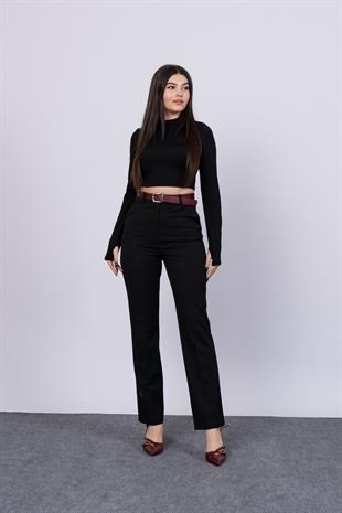 Boru Paça Kemerli Smart Pantolon 3989