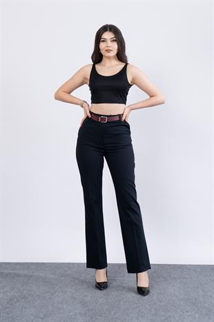 Boru Paça Kemerli Smart Pantolon 3989
