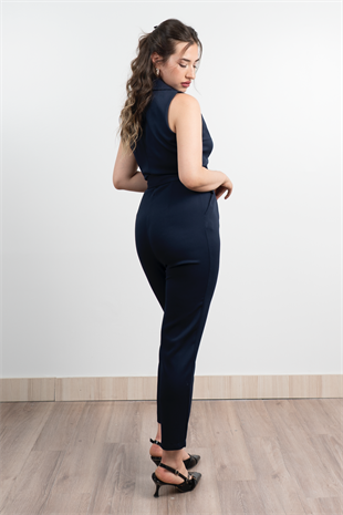 Ceket Yaka Kolsuz Cepli ve Kemerli Tulum 50334