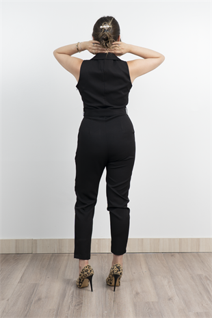 Ceket Yaka Kolsuz Cepli ve Kemerli Tulum 50334