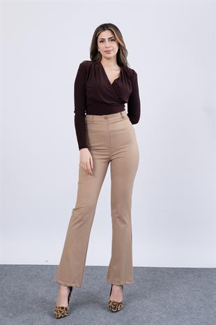 Cepsiz İspanyol Paça Kumaş Pantolon 30088