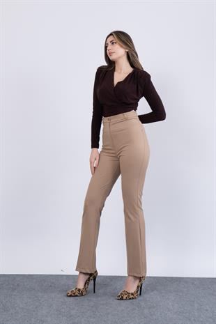 Cepsiz İspanyol Paça Kumaş Pantolon 30088