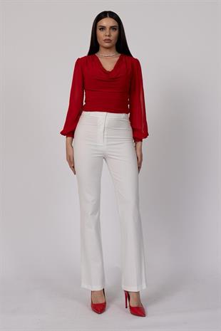 Cepsiz İspanyol Paça Kumaş Pantolon 30088