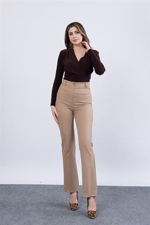 Cepsiz İspanyol Paça Kumaş Pantolon 30088