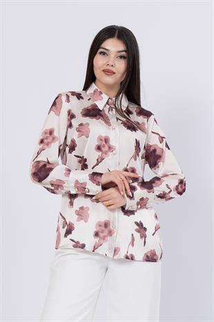 Çiçek Desenli Klasik Gömlek 70012