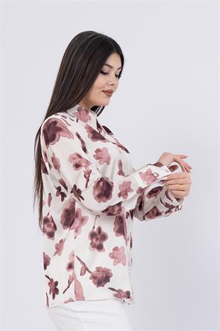 Çiçek Desenli Klasik Gömlek 70012