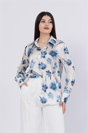 Çiçek Desenli Klasik Gömlek 70012