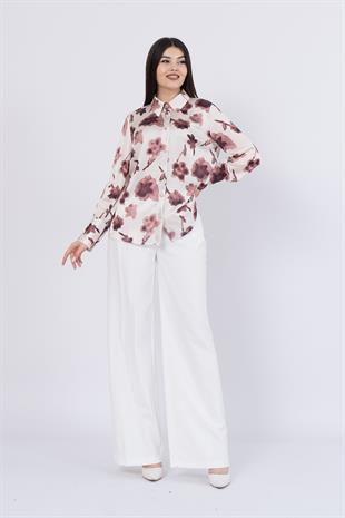 Çiçek Desenli Klasik Gömlek 70012