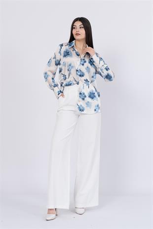 Çiçek Desenli Klasik Gömlek 70012