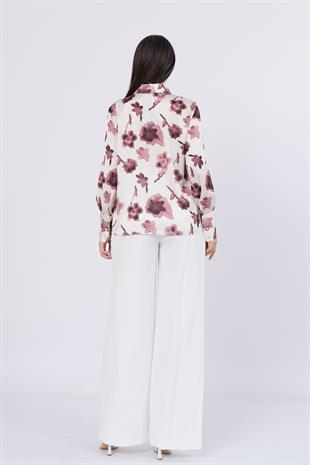 Çiçek Desenli Klasik Gömlek 70012