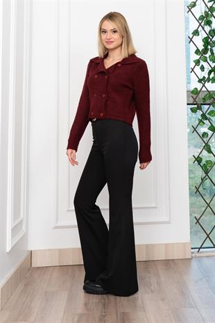 Çift Düğmeli Yün Triko Hırka 255252