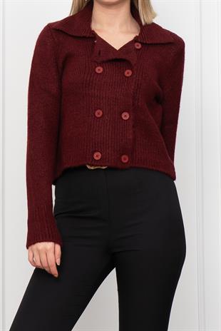 Çift Düğmeli Yün Triko Hırka 255252