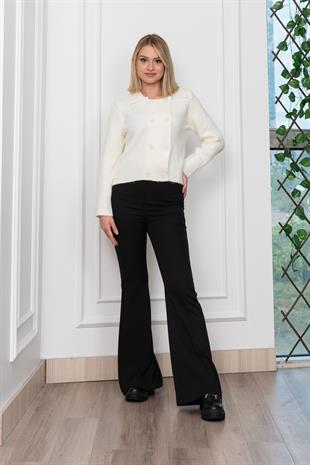 Çift Düğmeli Yün Triko Hırka 255252