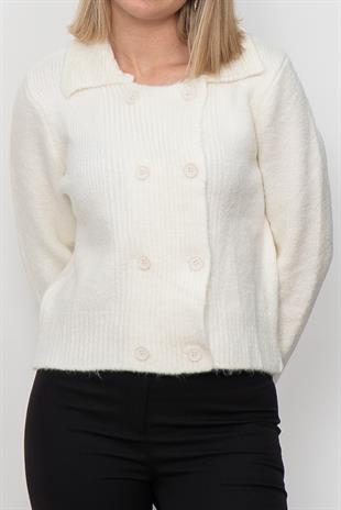 Çift Düğmeli Yün Triko Hırka 255252