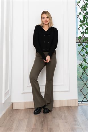 Çift Düğmeli Yün Triko Hırka 255252