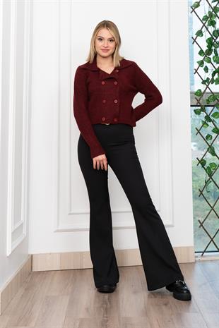 Çift Düğmeli Yün Triko Hırka 255252