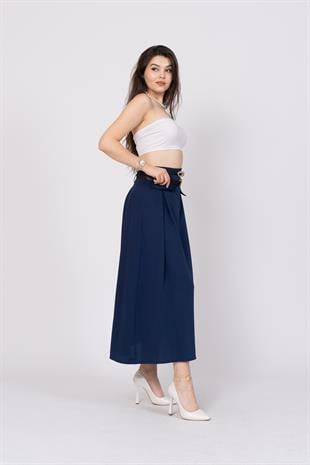 Çift Kemerli Üst Cep Detaylı Etek 6789