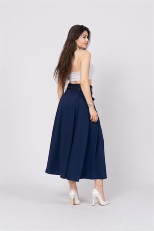 Çift Kemerli Üst Cep Detaylı Etek 6789