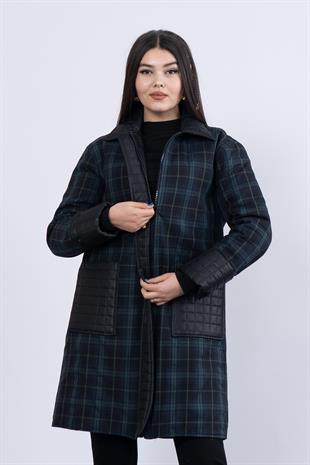 Çift Taraflı Ekose Desenli İç Kapitoneli Kaban 2573