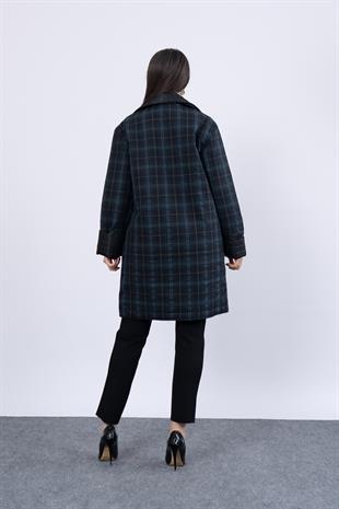 Çift Taraflı Ekose Desenli İç Kapitoneli Kaban 2573