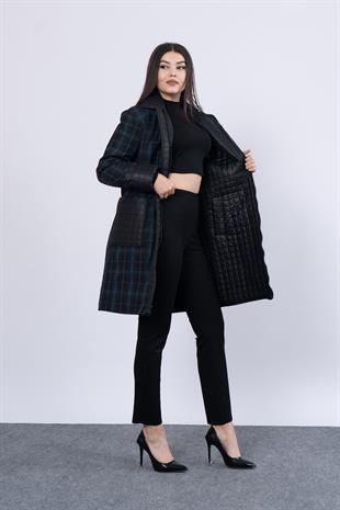 Çift Taraflı Ekose Desenli İç Kapitoneli Kaban 2573