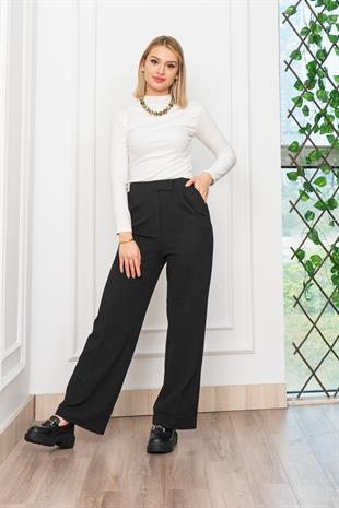 Cırt Detaylı Likralı Palazzo Cepli Pantolon 30315