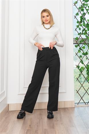 Cırt Detaylı Likralı Palazzo Cepli Pantolon 30315