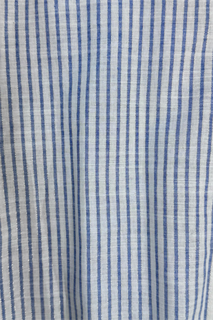 Çizgili Ve Simli Uzun Pamuk Viskon Gömlek 2730