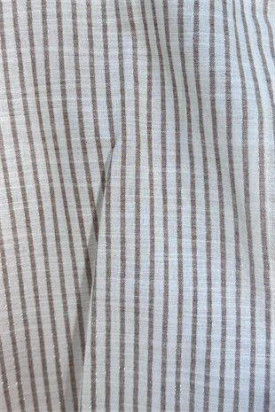 Çizgili Ve Simli Uzun Pamuk Viskon Gömlek 2730