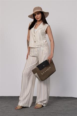 Çizgili Yelek Pantolon Takım 1235