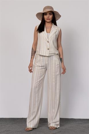 Çizgili Yelek Pantolon Takım 1235