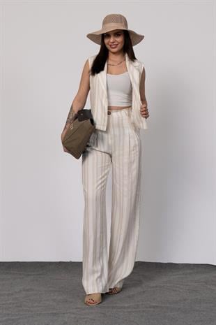 Çizgili Yelek Pantolon Takım 1235