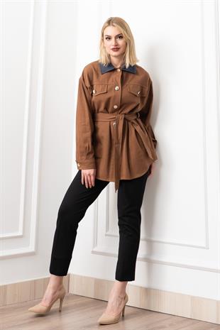 Denim Dream Kuşaklı Oversize Ceket 8624