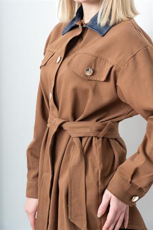 Denim Dream Kuşaklı Oversize Ceket 8624