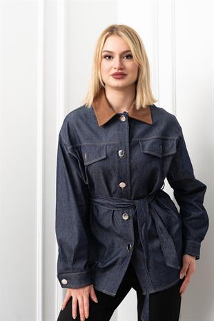 Denim Dream Kuşaklı Oversize Ceket 8624