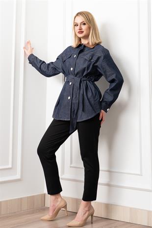 Denim Dream Kuşaklı Oversize Ceket 8624