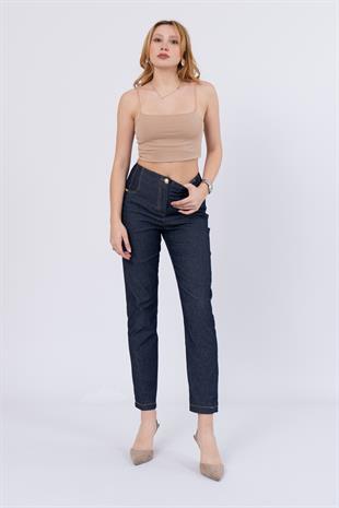 Denim Pensli Dar Paça Ve Cepli Pantolon 30207