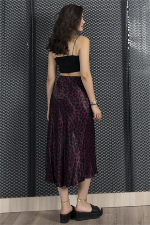 Desenli Saten Kumaş Etek 6718