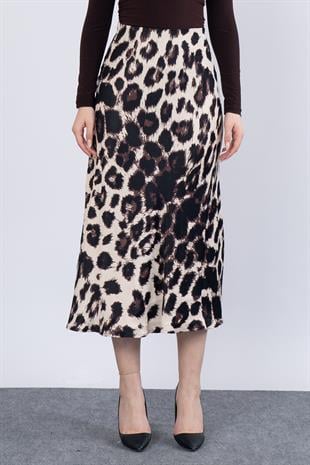 Desenli Saten Kumaş Etek 6718