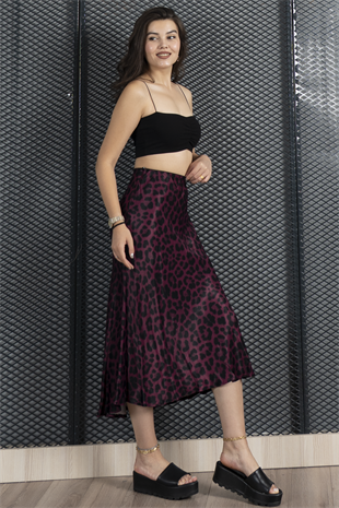 Desenli Saten Kumaş Etek 6718