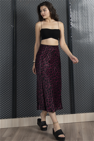 Desenli Saten Kumaş Etek 6718