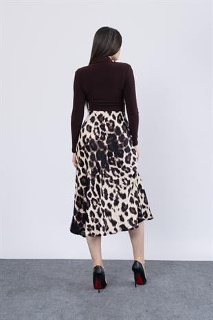 Desenli Saten Kumaş Etek 6718