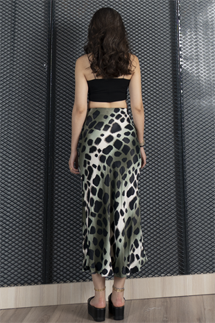 Desenli Saten Kumaş Etek 6718