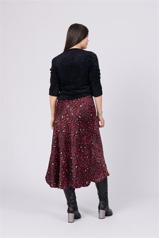 Desenli Saten Kumaş Etek 6718