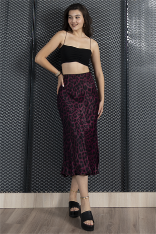 Desenli Saten Kumaş Etek 6718