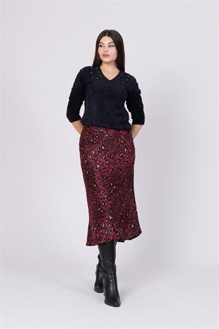 Desenli Saten Kumaş Etek 6718